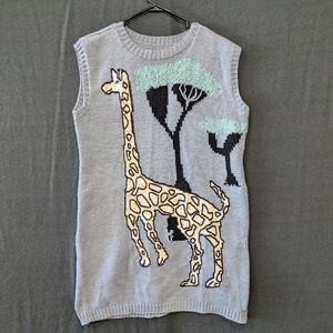 Vintage Giraffe Long Sweater Vest/Tunic Dress